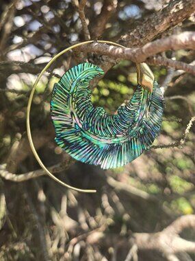 Abalone Sea Shell Hoop Earring (single)